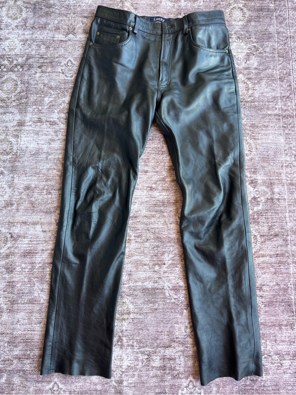 Lucky Brand Men's Black Leather Straight Jeans